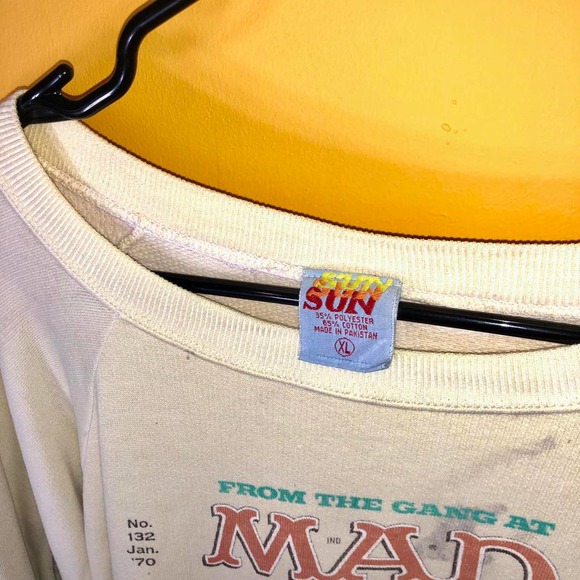 vintage 1970 MAD MAGAZINE Alfred E. Newman christmas xmas pullover crewneck XL - Picture 3 of 4